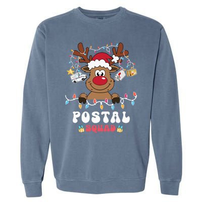 Christmas Postal Squad Postman Mail Delivery Cute Reindeer Garment-Dyed Sweatshirt