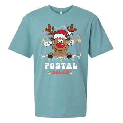 Christmas Postal Squad Postman Mail Delivery Cute Reindeer Sueded Cloud Jersey T-Shirt