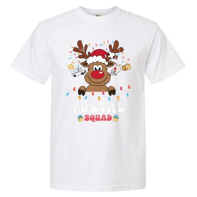 Christmas Postal Squad Postman Mail Delivery Cute Reindeer Garment-Dyed Heavyweight T-Shirt