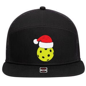 Christmas Pickleball Santa Hat Funny Pickle Ball Player Xmas Meaningful Gift 7 Panel Mesh Trucker Snapback Hat