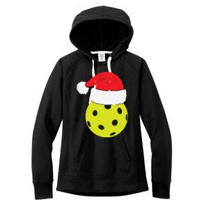 Christmas Pickleball Santa Hat Funny Pickle Ball Player Xmas Meaningful Gift Women's Fleece Hoodie