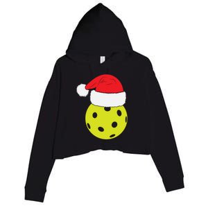 Christmas Pickleball Santa Hat Funny Pickle Ball Player Xmas Meaningful Gift Crop Fleece Hoodie