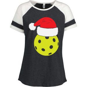 Christmas Pickleball Santa Hat Funny Pickle Ball Player Xmas Meaningful Gift Enza Ladies Jersey Colorblock Tee