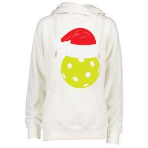 Christmas Pickleball Santa Hat Funny Pickle Ball Player Xmas Meaningful Gift Womens Funnel Neck Pullover Hood