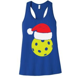 Christmas Pickleball Santa Hat Funny Pickle Ball Player Xmas Meaningful Gift Women's Racerback Tank