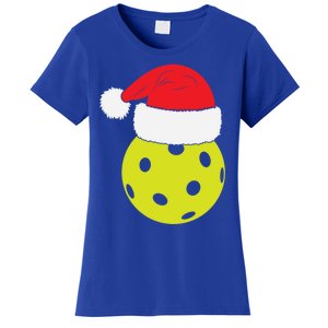 Christmas Pickleball Santa Hat Funny Pickle Ball Player Xmas Meaningful Gift Women's T-Shirt