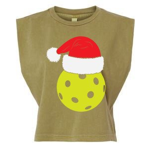 Christmas Pickleball Santa Hat Funny Pickle Ball Player Xmas Meaningful Gift Garment-Dyed Women's Muscle Tee