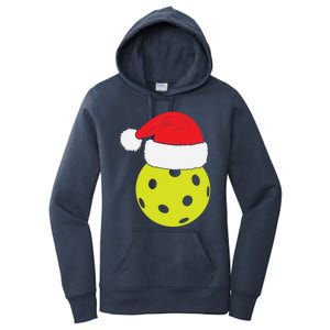 Christmas Pickleball Santa Hat Funny Pickle Ball Player Xmas Meaningful Gift Women's Pullover Hoodie