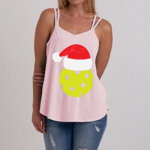 Christmas Pickleball Santa Hat Funny Pickle Ball Player Xmas Meaningful Gift Women's Strappy Tank