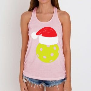 Christmas Pickleball Santa Hat Funny Pickle Ball Player Xmas Meaningful Gift Women's Knotted Racerback Tank