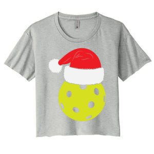 Christmas Pickleball Santa Hat Funny Pickle Ball Player Xmas Meaningful Gift Women's Crop Top Tee