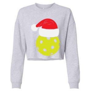 Christmas Pickleball Santa Hat Funny Pickle Ball Player Xmas Meaningful Gift Cropped Pullover Crew