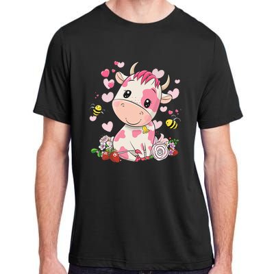 Cute Pink Strawberry Cow Print Kawaii Animal Adult ChromaSoft Performance T-Shirt