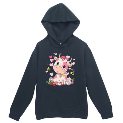 Cute Pink Strawberry Cow Print Kawaii Animal Urban Pullover Hoodie