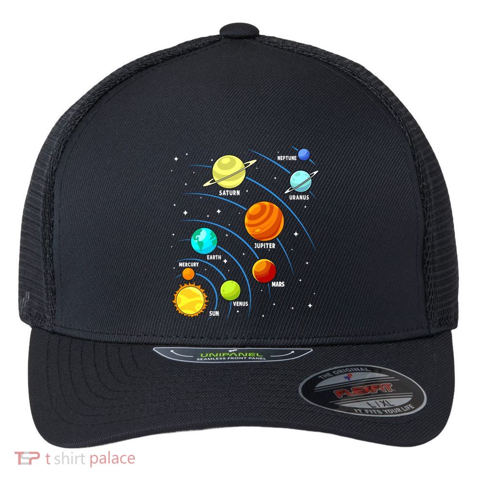 Colorful Planets Solar Systemss Boy Space Science Flexfit Unipanel Trucker Cap