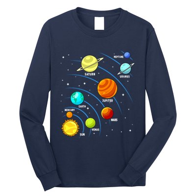 Colorful Planets Solar Systemss Boy Space Science Long Sleeve Shirt