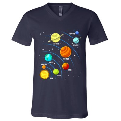 Colorful Planets Solar Systemss Boy Space Science V-Neck T-Shirt
