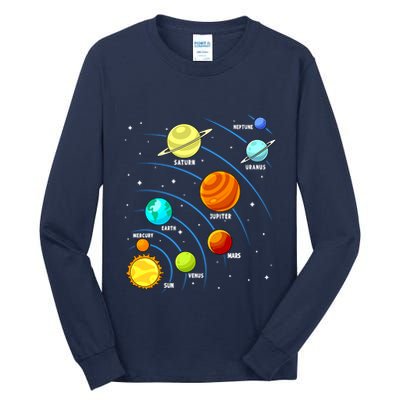 Colorful Planets Solar Systemss Boy Space Science Tall Long Sleeve T-Shirt