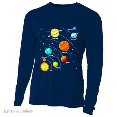 Colorful Planets Solar Systemss Boy Space Science Cooling Performance Long Sleeve Crew