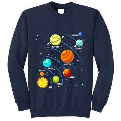 Colorful Planets Solar Systemss Boy Space Science Tall Sweatshirt