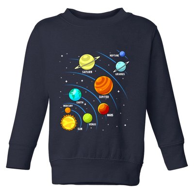 Colorful Planets Solar Systemss Boy Space Science Toddler Sweatshirt