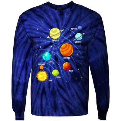 Colorful Planets Solar Systemss Boy Space Science Tie-Dye Long Sleeve Shirt