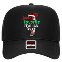 Christmas Pajama Santa Claus Shirt, Santa's Favorite Italian VNeck High Crown Mesh Back Trucker Hat