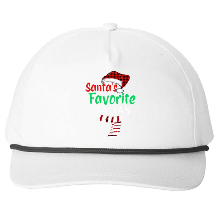 Christmas Pajama Santa Claus Shirt, Santa's Favorite Italian VNeck Snapback Five-Panel Rope Hat