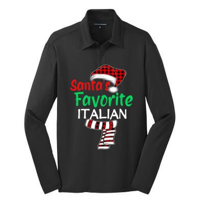 Christmas Pajama Santa Claus Shirt, Santa's Favorite Italian VNeck Silk Touch Performance Long Sleeve Polo