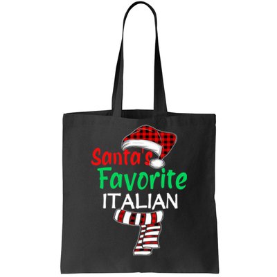 Christmas Pajama Santa Claus Shirt, Santa's Favorite Italian VNeck Tote Bag