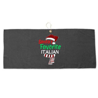 Christmas Pajama Santa Claus Shirt, Santa's Favorite Italian VNeck Large Microfiber Waffle Golf Towel