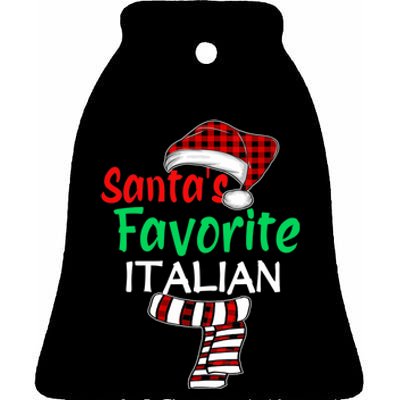 Christmas Pajama Santa Claus Shirt, Santa's Favorite Italian VNeck Ceramic Bell Ornament