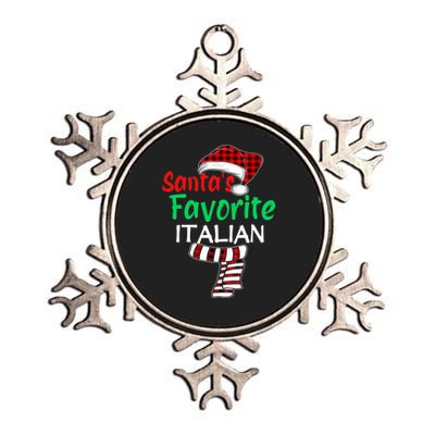 Christmas Pajama Santa Claus Shirt, Santa's Favorite Italian VNeck Metallic Star Ornament