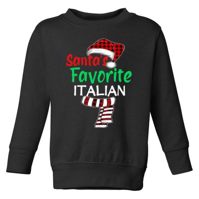 Christmas Pajama Santa Claus Shirt, Santa's Favorite Italian VNeck Toddler Sweatshirt