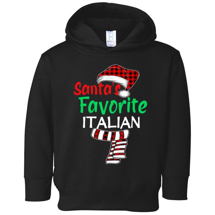 Christmas Pajama Santa Claus Shirt, Santa's Favorite Italian VNeck Toddler Hoodie