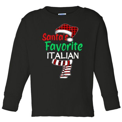 Christmas Pajama Santa Claus Shirt, Santa's Favorite Italian VNeck Toddler Long Sleeve Shirt