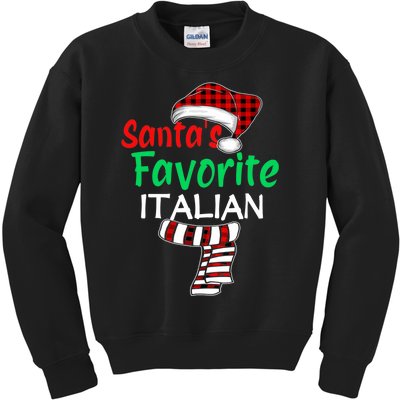 Christmas Pajama Santa Claus Shirt, Santa's Favorite Italian VNeck Kids Sweatshirt