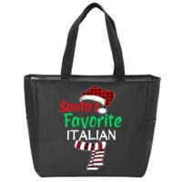 Christmas Pajama Santa Claus Shirt, Santa's Favorite Italian VNeck Zip Tote Bag