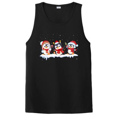 Christmas Penguins Santa Hat Lights Tree Xmas Penguin Lovers Gift PosiCharge Competitor Tank