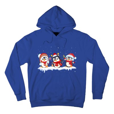 Christmas Penguins Santa Hat Lights Tree Xmas Penguin Lovers Gift Hoodie