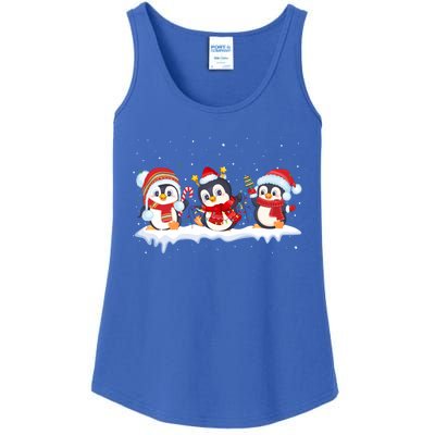 Christmas Penguins Santa Hat Lights Tree Xmas Penguin Lovers Gift Ladies Essential Tank