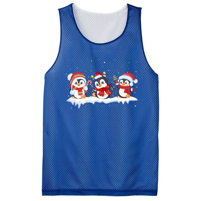 Christmas Penguins Santa Hat Lights Tree Xmas Penguin Lovers Gift Mesh Reversible Basketball Jersey Tank