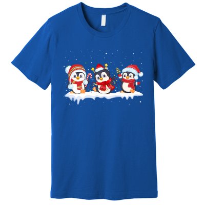 Christmas Penguins Santa Hat Lights Tree Xmas Penguin Lovers Gift Premium T-Shirt