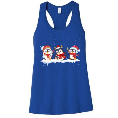 Christmas Penguins Santa Hat Lights Tree Xmas Penguin Lovers Gift Women's Racerback Tank