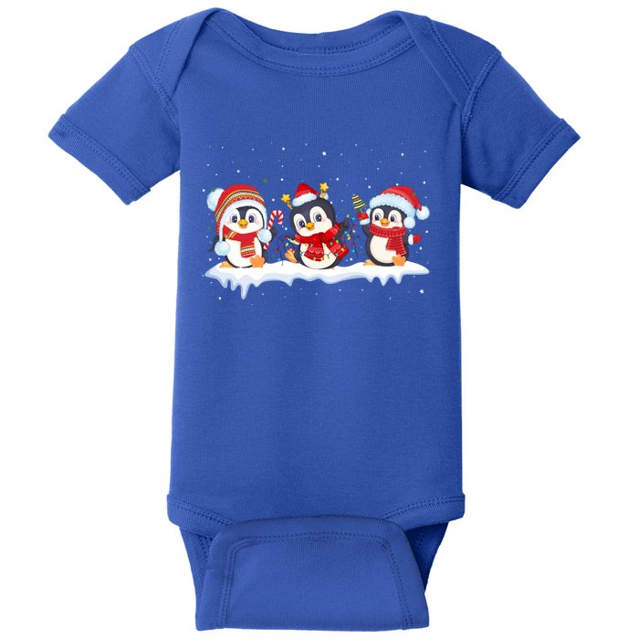 Christmas Penguins Santa Hat Lights Tree Xmas Penguin Lovers Gift Baby Bodysuit