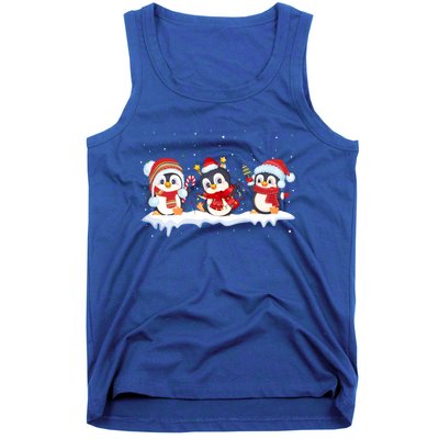 Christmas Penguins Santa Hat Lights Tree Xmas Penguin Lovers Gift Tank Top