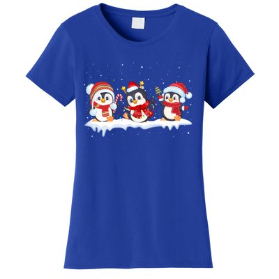 Christmas Penguins Santa Hat Lights Tree Xmas Penguin Lovers Gift Women's T-Shirt