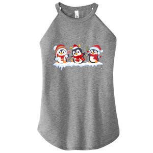 Christmas Penguins Santa Hat Lights Tree Xmas Penguin Lovers Gift Women's Perfect Tri Rocker Tank