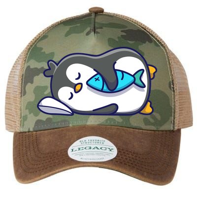 Cute Penguin Sleeping With Fish Legacy Tie Dye Trucker Hat