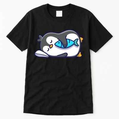 Cute Penguin Sleeping With Fish Tall T-Shirt